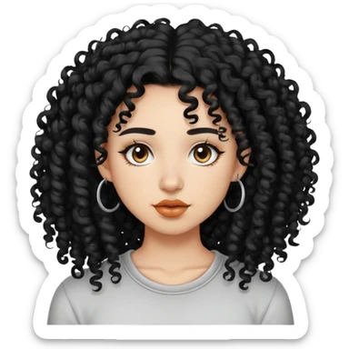 Curly girl black hair light skin septum piercing sticker