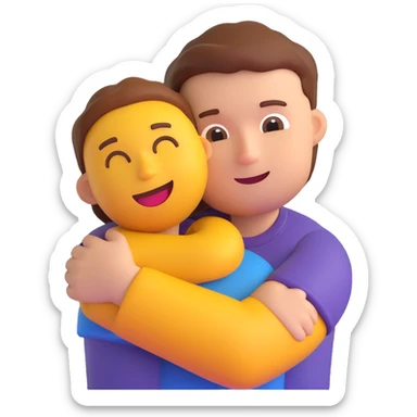 a person hugging someone named George, 3D emoji style sticker