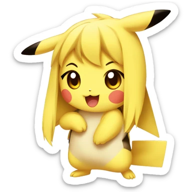 Pikachu, cute, female, blushing, UwU face, simple, chibi sticker