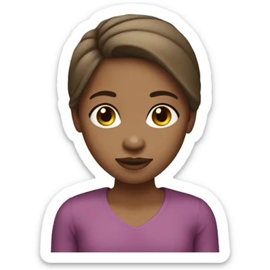 brown light skinned girl with straight brunette hair sticker