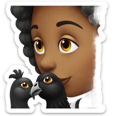 girl kissing a black hen sticker