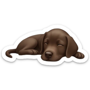 Chocolate labrador puppie sleeping in a blue bed sticker