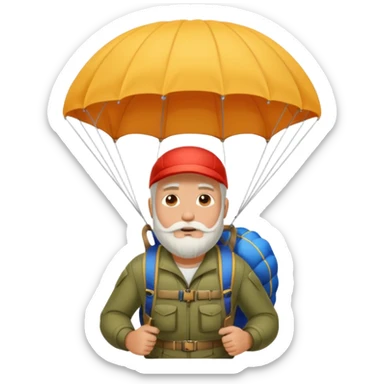 Man with a white beard in a parachute sticker