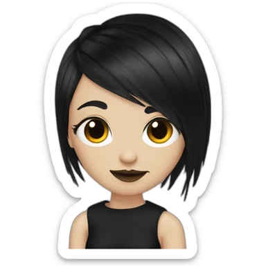 goth girl black hair undercut sticker