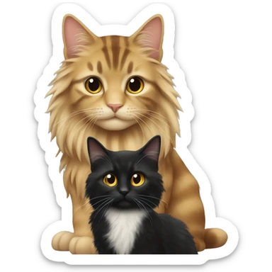 a long haired tabby full body and black cat sticker