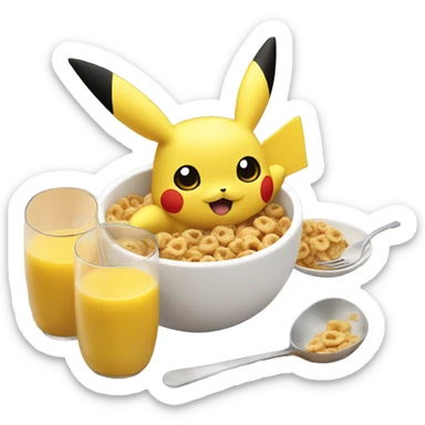 pikachu serves cereal for breakfast  sticker