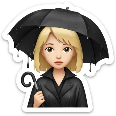 she getting wet (umbrella, dripping hair) sticker