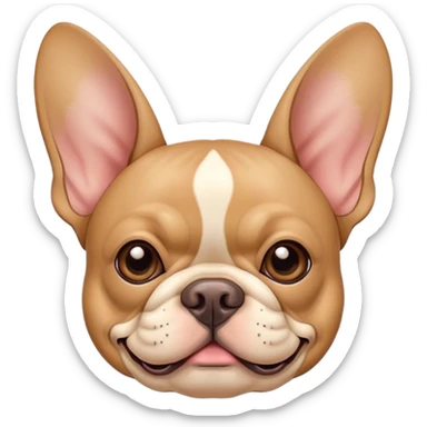 tan french bulldog head with distinctive bat ears and flat nose sticker