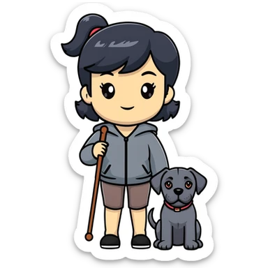 Elegant woman with black hair posing with Cane Corso dog sticker