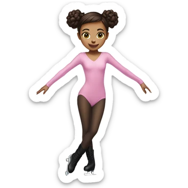 brunette ice skating pink long sleeve bodysuit full body sticker
