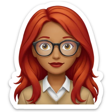 Una mujer con pelo rojo y lentes trigueña pelo largo sticker