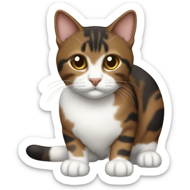 Brown black tabby with white chest and leg sticker