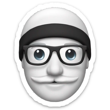 homme blanc sans cheveux avec un bonnet de ski noir des lunettes et une moustache  sticker