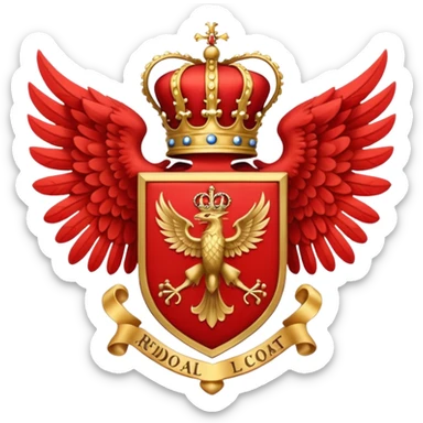 Red Royal Coat of arms with 8 wings sticker