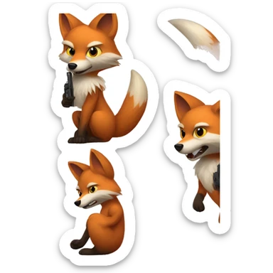 furry fox with gun sticker