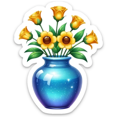 Sparkly glossy glass vase pot sticker