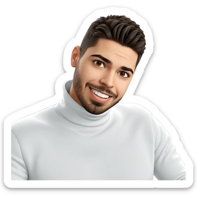 smiling male in white sweater sticker