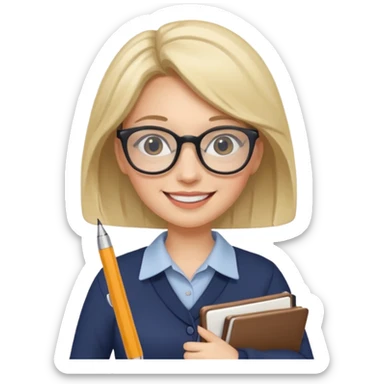 A true woman who is interested in dermatology, wearing glasses and holding notebooks and pens sticker