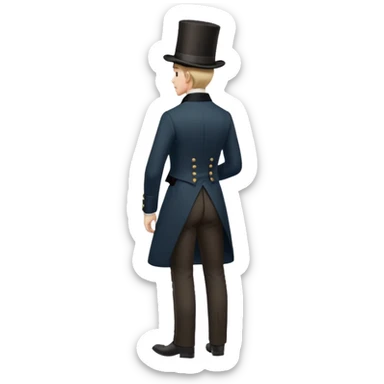 dapper 1800s man with top hat, full body, standing, back view sticker