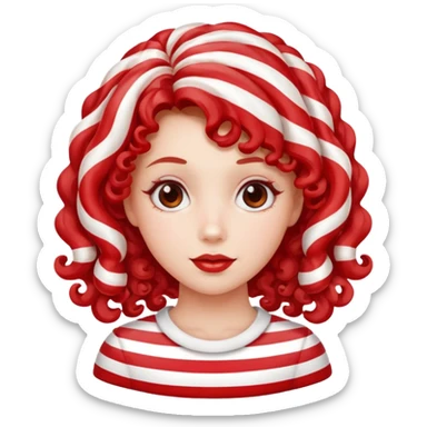 girl with hair made out of candy peppermint sticker