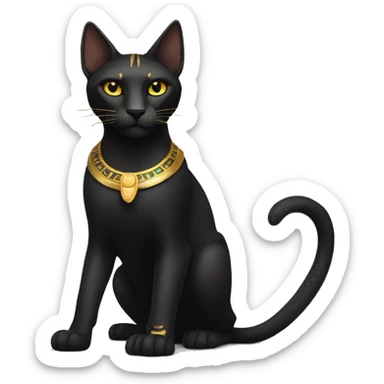 Black Egyptian Cat with Golden Anubis-Rings and yellow markings. Full body sticker