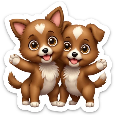 Two puppy best friends super super cute and excited sticker