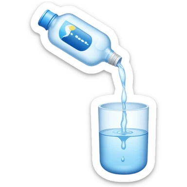 pouring out a bottle of water sticker