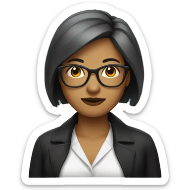 lady with short straight hair, wearing glasse sticker