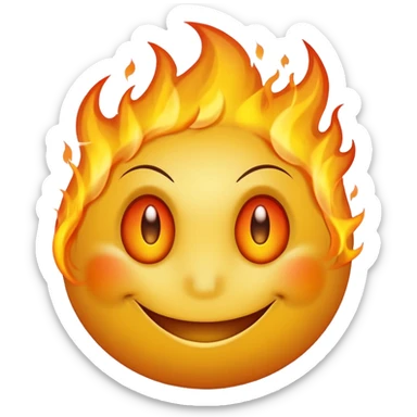smiley face with fire eyes sticker