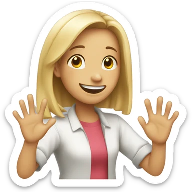 Girl excited while rubbing hands together like she is full of glee sticker