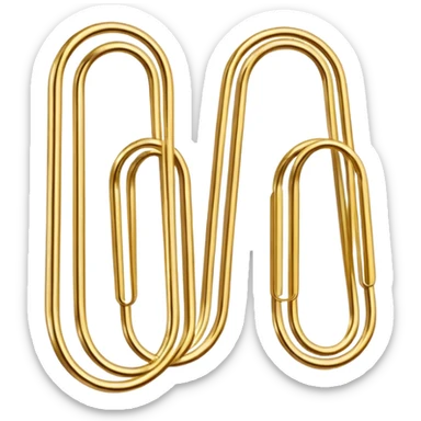 Aesthetic two gold paper clips, which are separate from each other in a minimalist style sticker