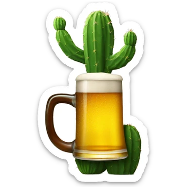 A cactus drinking a beer sticker