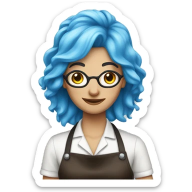 Blue hair barista  sticker