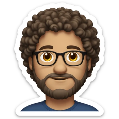 White man named mitchell, Glasses, chubby, long brown curly hair, m sticker