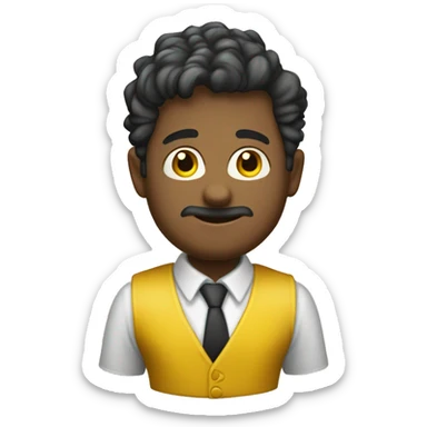 chico con chaleco amarillo refectante y corbata sticker