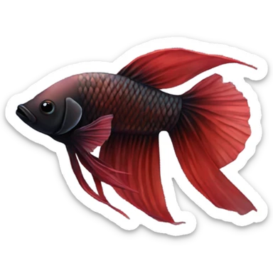 Black betta fish short fins and redish tones sticker