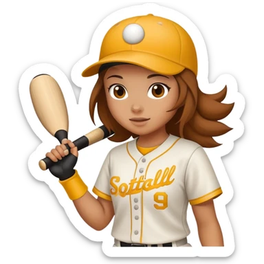 Cute girls playing softball sticker