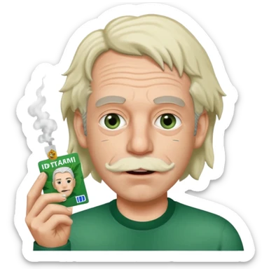 Make an emoji of Epstein, but hes foaming at the mouth and absolutely TWEAKING. Also smoking grass and showing his ID card sticker