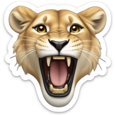 Lioness roaring sticker
