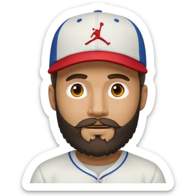 bearded guy wearing a Jordan baseball cap, emoji style sticker