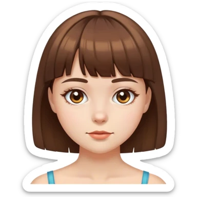 a girl with short brown hair and bangs sticker