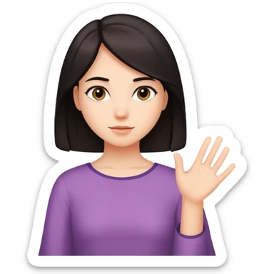 A girl mid length dark hair reaching her shoulders  sticker