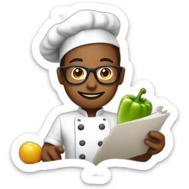chef reading recipe book sticker