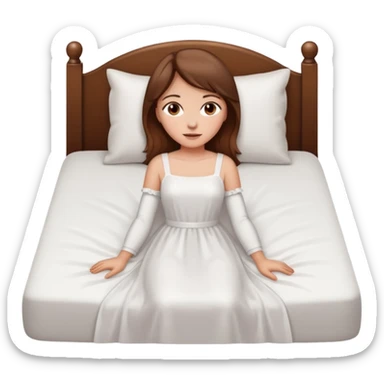 lying on withe bed brown hair girl sticker