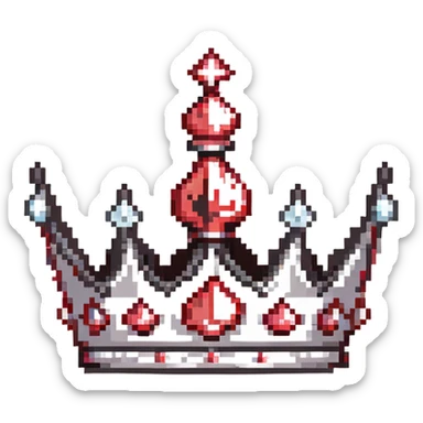 black crown with red jewels, with a subtle sparkle effect sticker