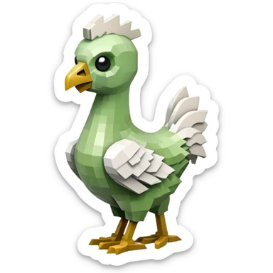small square-shaped Minecraft zombie riding a small white chicken sticker