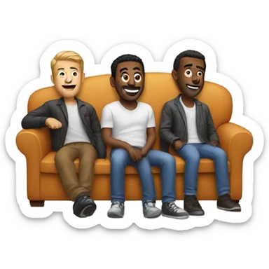 3 guys on a couch sticker