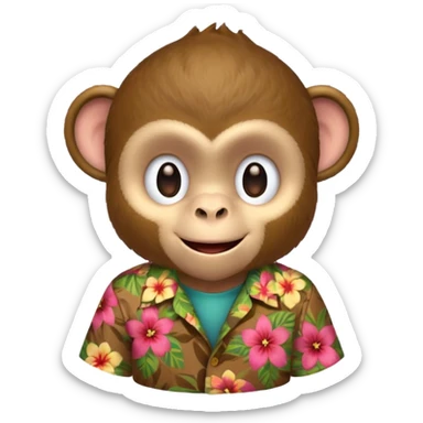 Monkey – cheeky grin, wearing floral aloha shirt. sticker