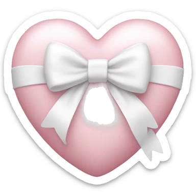 Pastel pink heart with white bow sticker