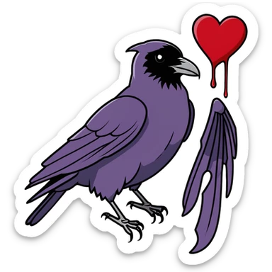 Raven pecking bleeding heart to pieces  sticker
